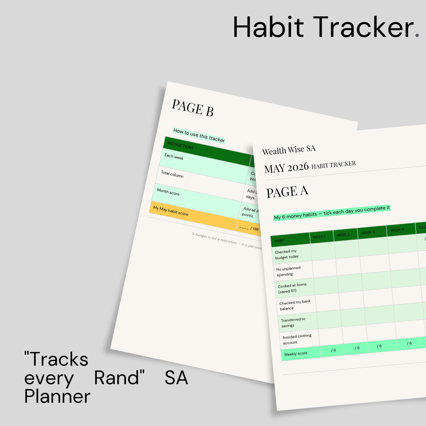 SA Budget Planner 2026 — 12-Month Financial Planner (Printable PDF | Instant Download)